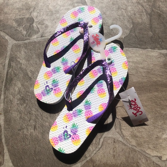 NWT Size 4/5 Kids Justice Glitter Flip Flop Shoes - Picture 1 of 2